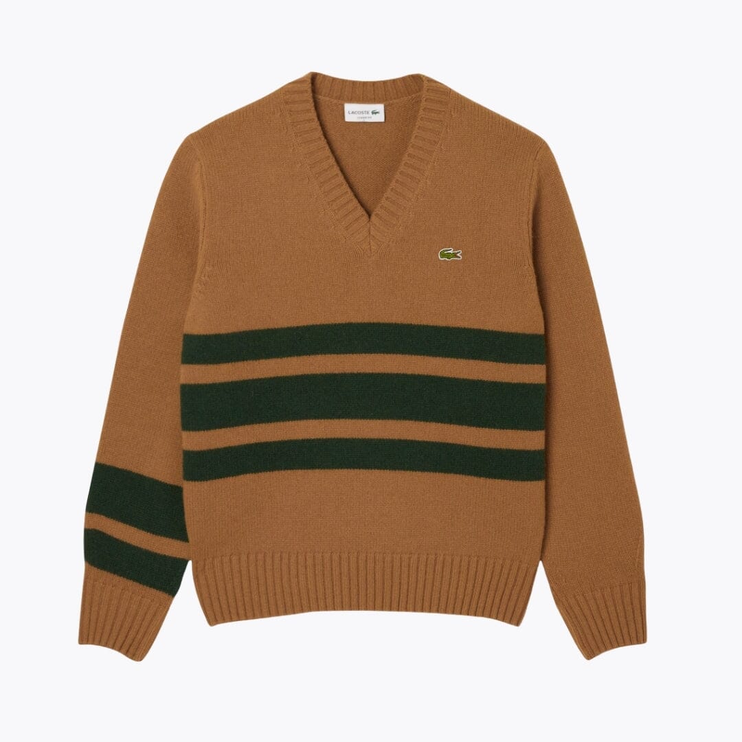Pull en laine rayé à col en V LC