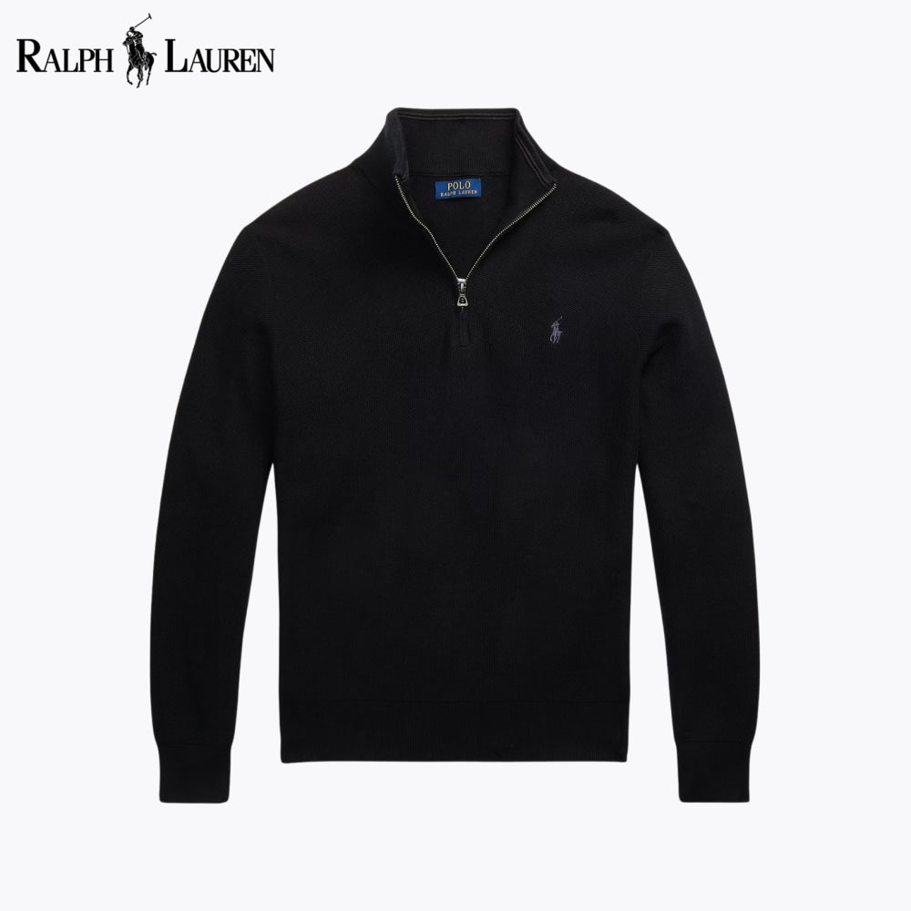Pull RL en maille de coton à quart de zip
