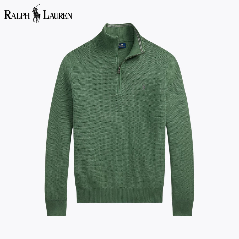Pull RL en maille de coton à quart de zip
