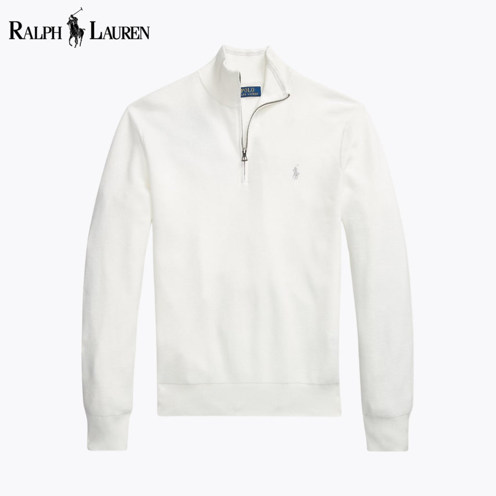Pull RL en maille de coton à quart de zip